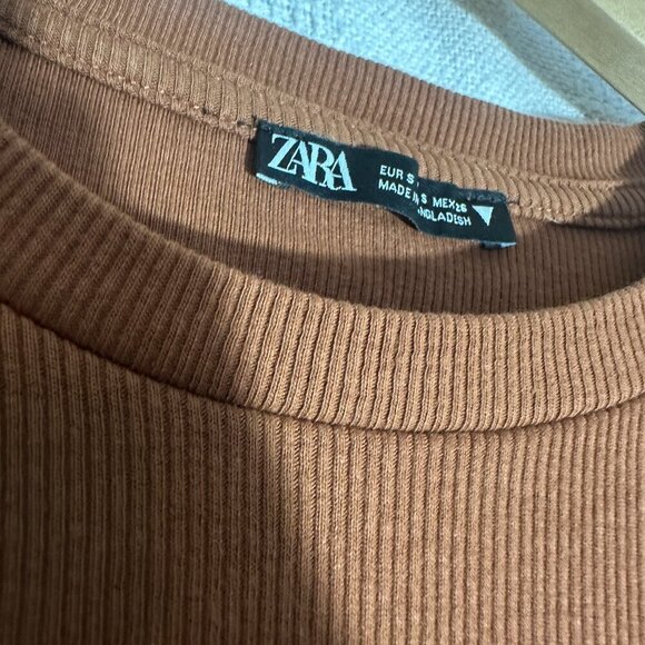 ZARA mini brown rushed Dress - Picture 5 of 6